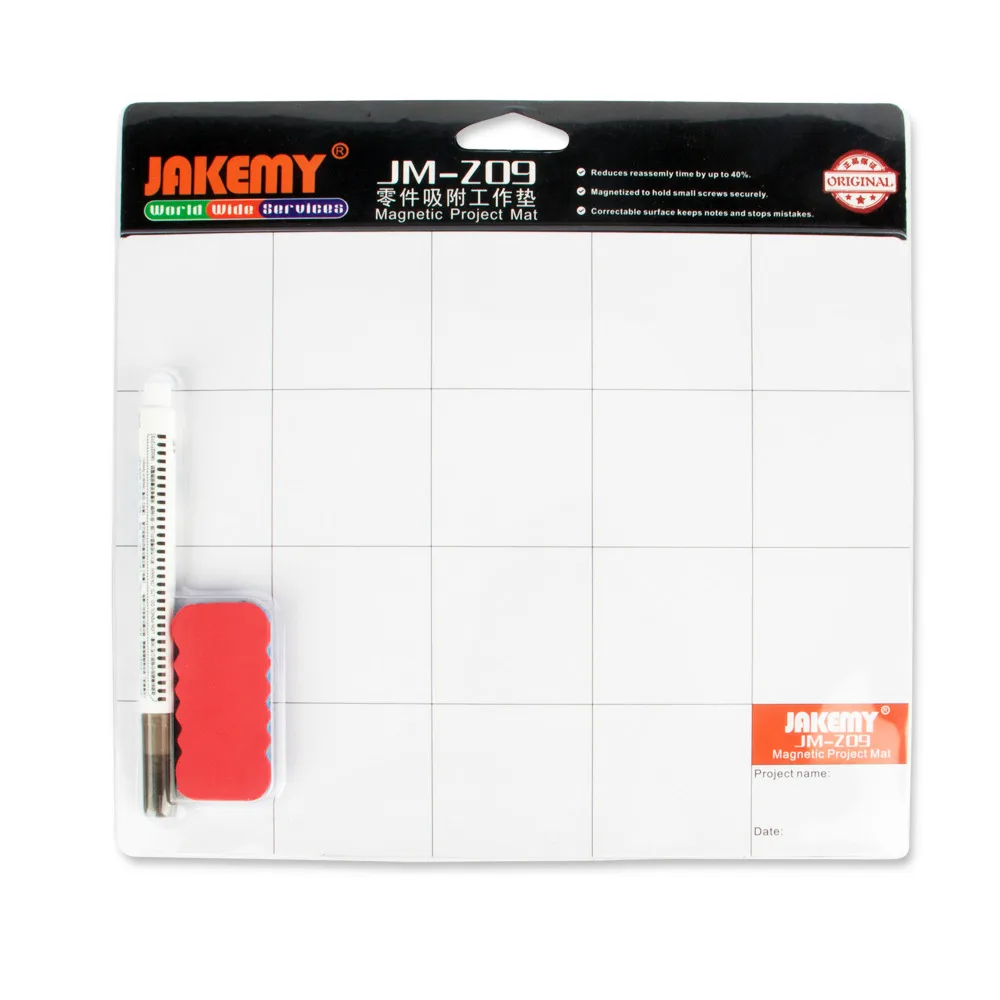 1 pc JAKEMY JM-Z09 Magnetic Project Mat Screw Work Pad with Marker Pen Eraser for Cell Phone Laptop Tablet Phone Repair Tool Mat