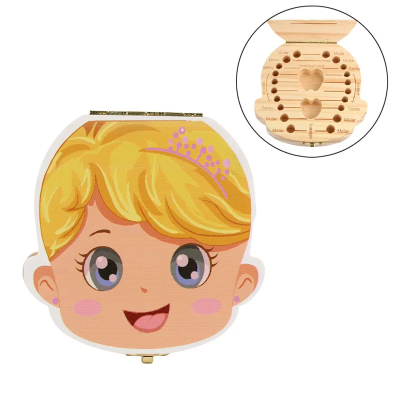 Baby Tooth Box Portugal Russia Organizer Save Boxes Milk teeth organizer Wood Storage Box Album Keepsake Souvenir Save Box