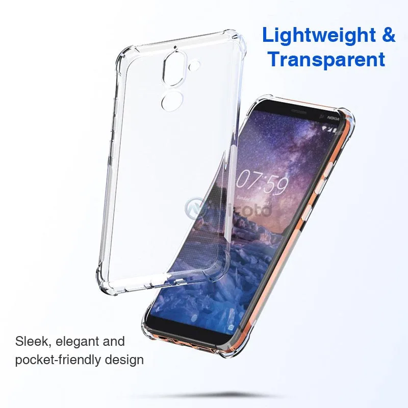 For Nokia 7 Plus 2018 Ultra Thin Clear Transparent Soft Silicone TPU Phone Case Cover For Nokia 7Plus slim Back cover Cases