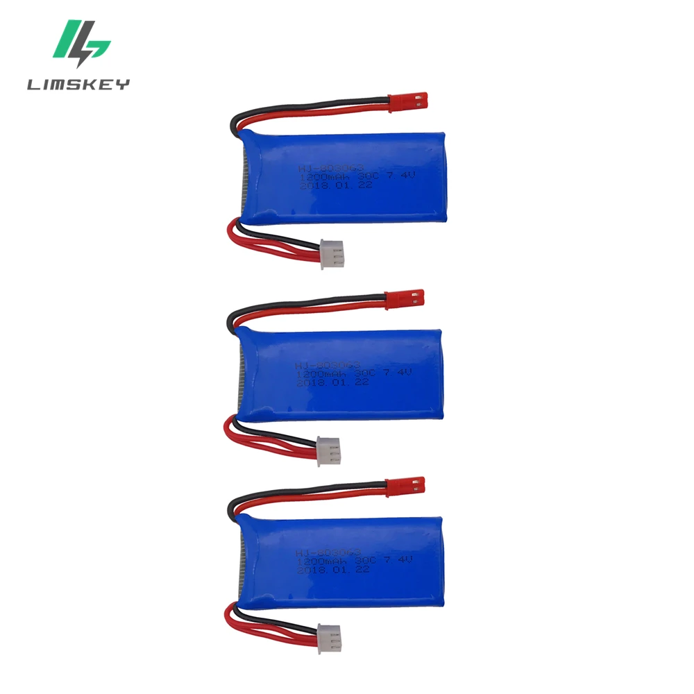 3pcs 7.4 V 1200 mAh Li-po Battery For YiZhan Tarantula X6 MJX X101 X102h X1 H16 WLtoys V666 V262 V353 V333 V323 Spare parts