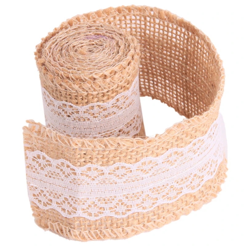 2 Meter Rural Linen Ribbon Wedding Decorative Accessories Natural Jute Burlap Roll for Table Runner Tablecloth New Brand BITFLY