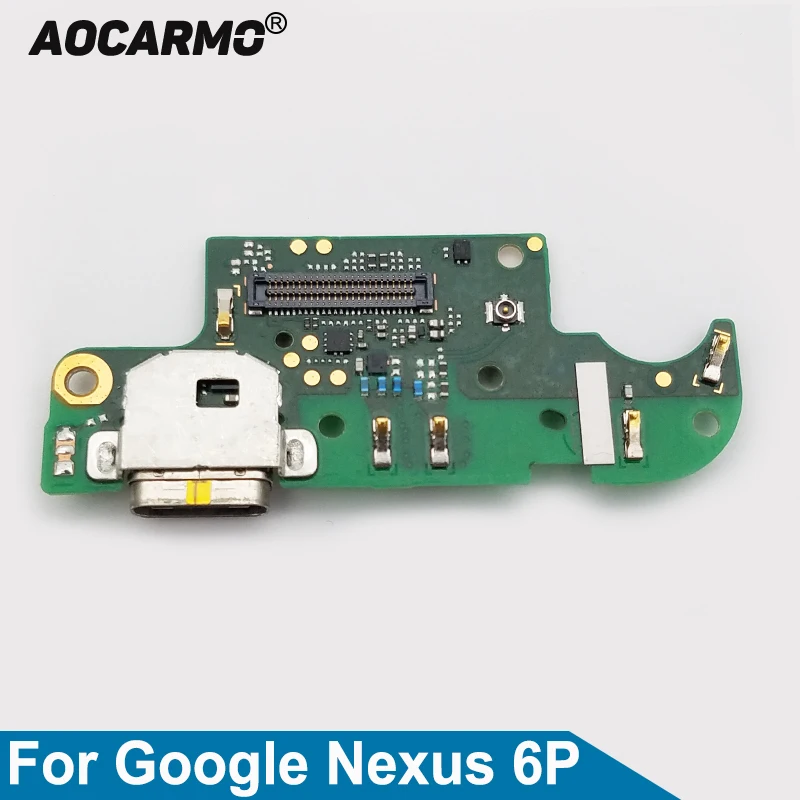 Placa de circuito aocarmo usb tipo-c, conector microfone e cabo flexível para huawei, google nexus 6p