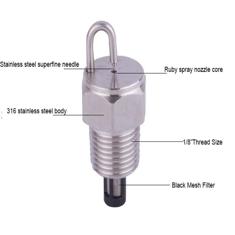 

1/8" Ruby fog nozzle,high impact misting fine spray nozzle,BSPT fog Jet,impingement misting nozzle,fine misting fog spray nozzle