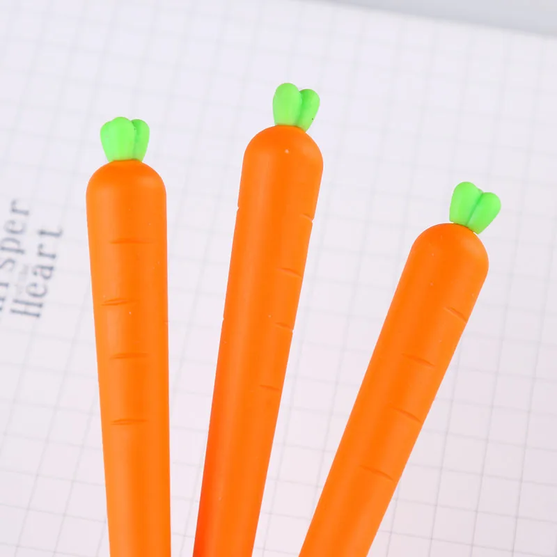 1 Pcs Creative Stationery Realistic Carrot Pen Neutral Pen Custom Black Brush Signature Pens Kawaii School Supplies