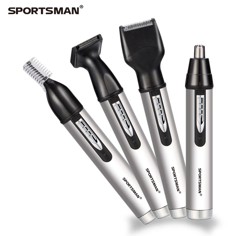 SPORTSMAN Nose Hair Trimmer 4 in 1 Rechargeable Male Electric Shaver For Men Sideburn Trimmer Clipper Razor Hair Cutting Set