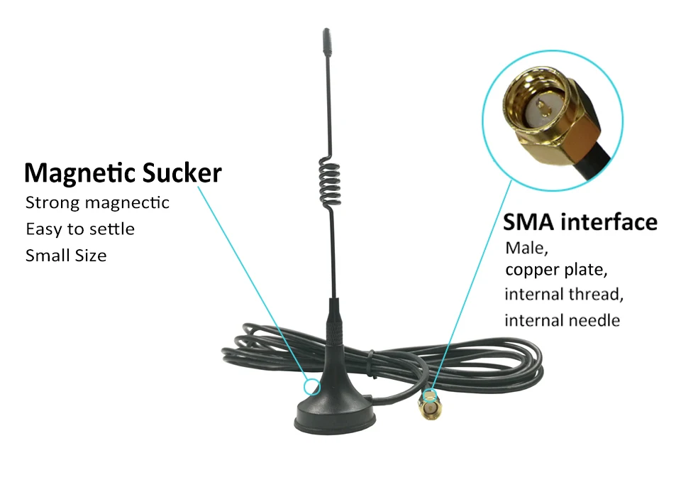 5 Stück/Los 433Mhz Saugnapf-Antenne LoRa Verstärkung 5dbi/12dbi SMA Stecker Magnetfuß 3 Meter Kabel IOT Signalverstärker Drahtloser Repeater – Detail 9