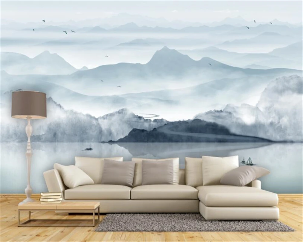 

beibehang Custom wallpaper murals Ink landscape painting landscape backdrop wall papers home decor papier peint carta da parati