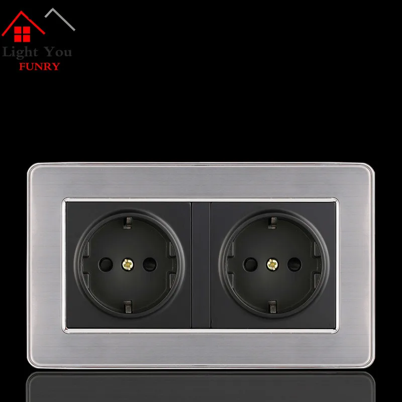 

German Standard Two AC Jacks German Style Socket EU European German 2 Hole 16A 146*86mm