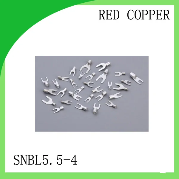 

High Quailty Red copper 1000 PCS SNBL5.5-4 Cold Pressed Terminal Connector 12AWG - 10AWG Fork Type terminal