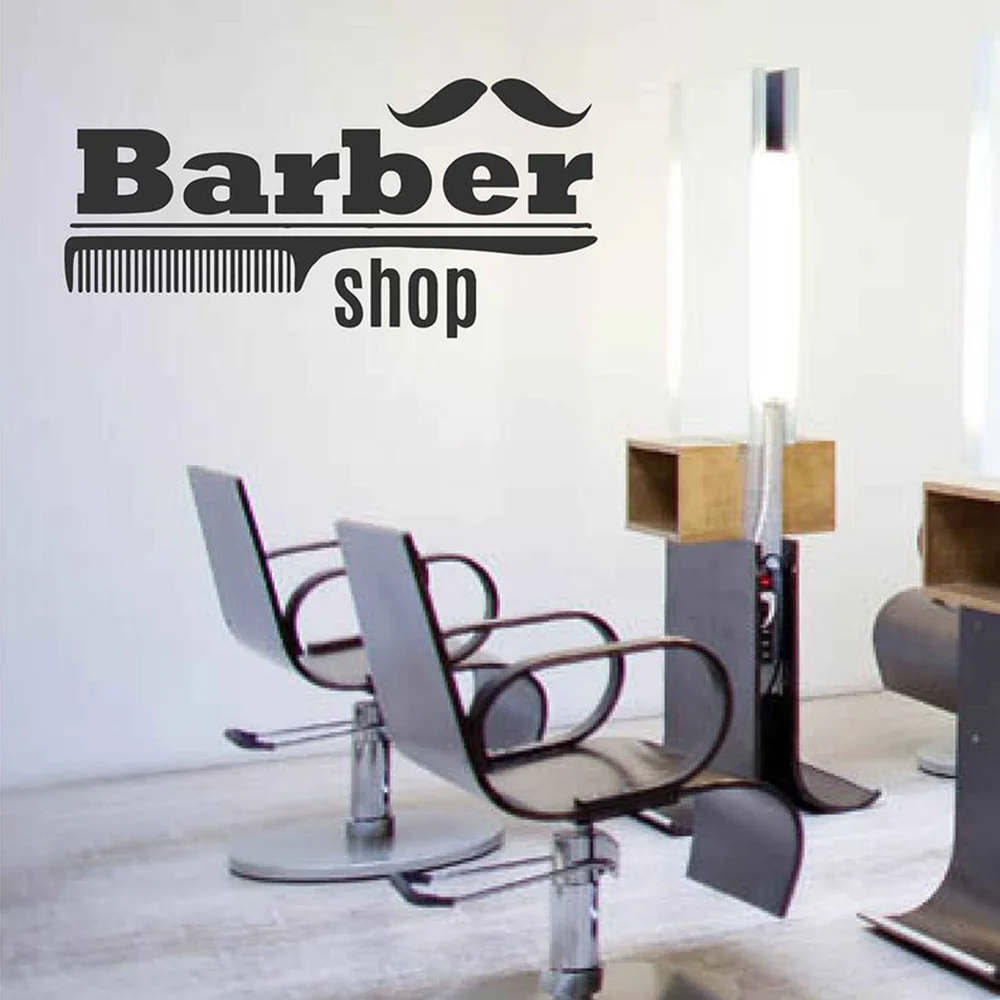 Barbershop comb Characters wall stickers Detachable vinyl decal room Windows Decor Barber's Logo Hair Salon PVC Wall Decals G170