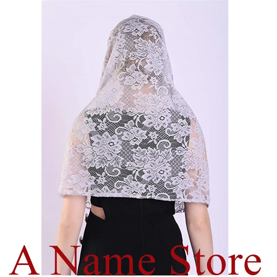 New Gray Lace Veils Mantillas for Church Headcovering HeadWrap Catholic Latin Mass mantilla negras Voile Mantillas 2019 Grey