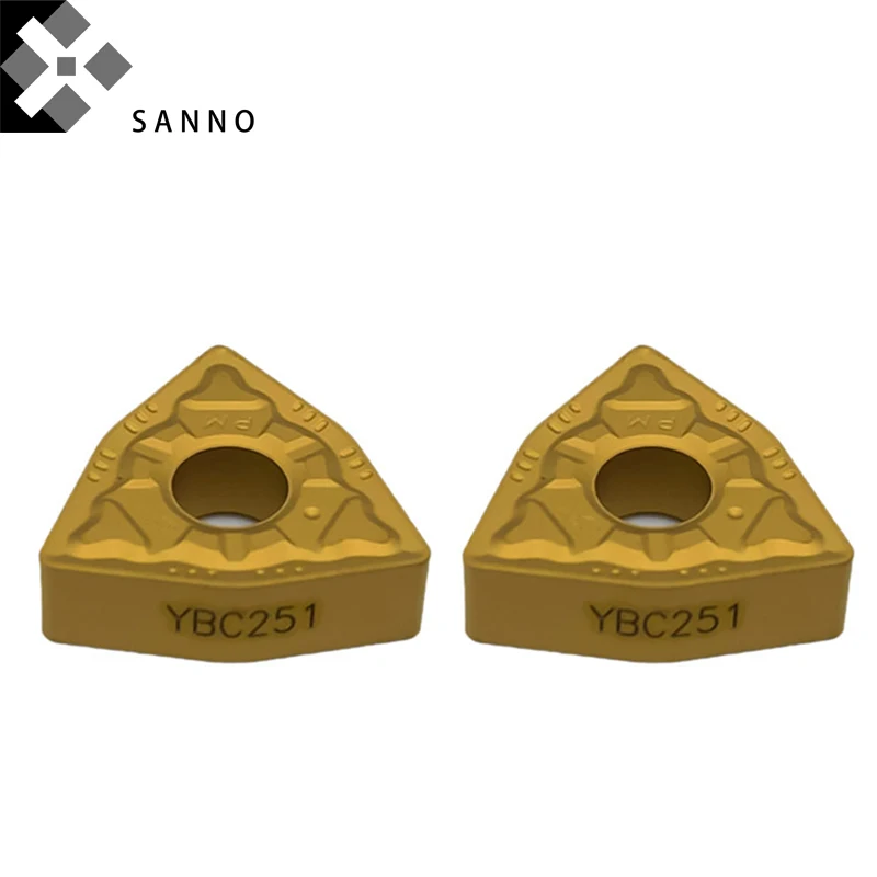 Lâmina de torneamento de processamento de acabamento e semi-acabamento WNMG 080404 -PM YBC251 / YBC252 Pastilhas de torneamento CNC de carboneto de tungstênio