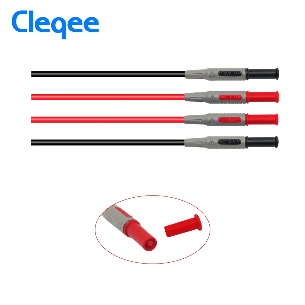 Cleqee P1032 p1033 Multimeter Test Cable Injection Molded 4mm Banana Plug Test Line Straight to Curved Test Cable