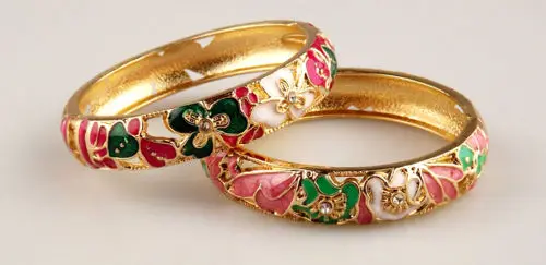 Wholesale Price 8 pcs Chinese Handmade Cloisonne Enamel Cuff Hollow Bracelet Bangle