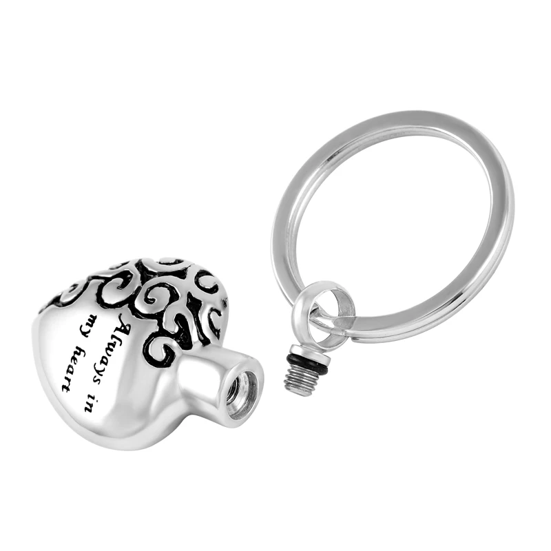 Always in my heart  Cremation Jewlery Keychain Tag  Memorial Jewelry Cremation Urn Pendant with Different design keyring