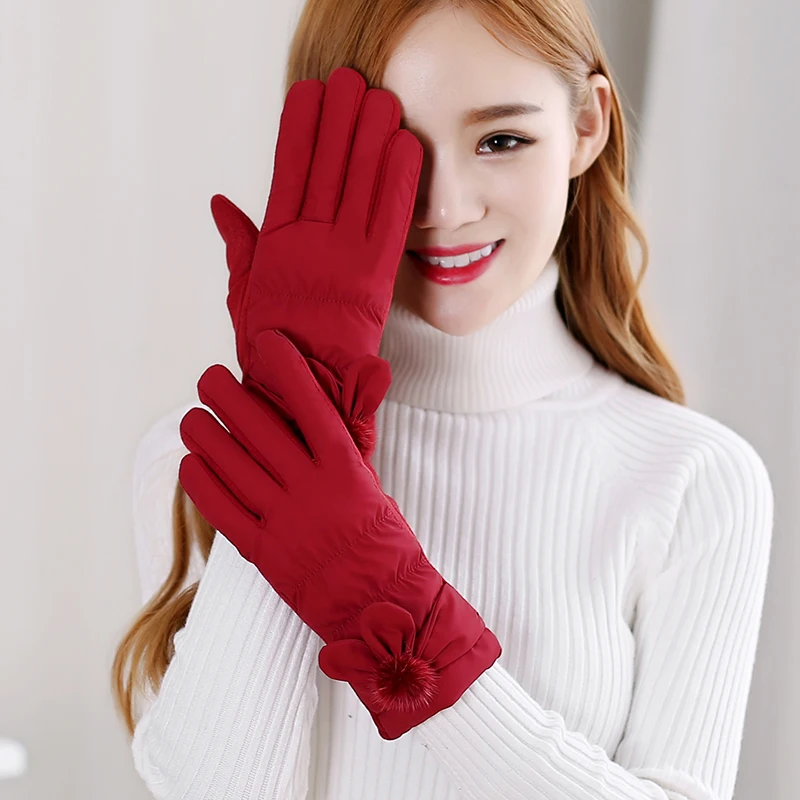 Lady Winter Warm Gloves Female Plus Velvet Padded Warm Mittens Touch-screen Fashion Guantes Luva Feminina Warm Lining B-9311