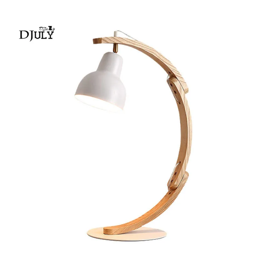 nordic modern Minimalism hook wooden table lamp for office dorm room study children desk lamp home deco bedroom bedside light