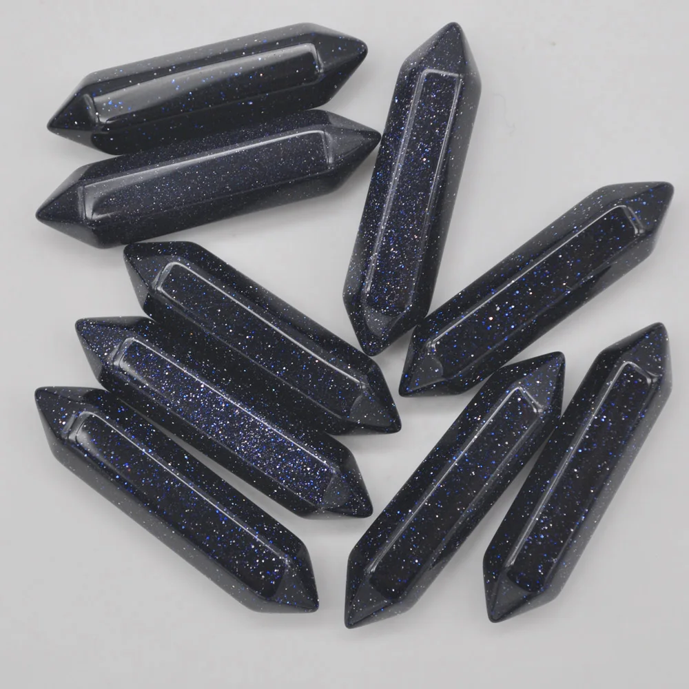 35x8MM Blue Sandstone Cabochon CAB GEM Crystal Pillar Jewelry Pendant Making (5 pcs/lot) H207