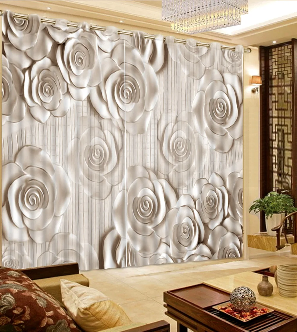 Customize any size stereoscopic 3d curtains rose bed room living room curtains home decor window curtain