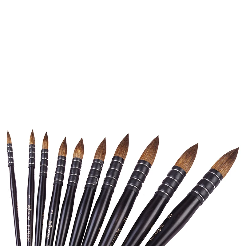 ArtSecret riutilizzabile capelli gialli naturali manico in legno nero pennello per acquerelli No.2019R per pittura per impronta guazzo Aquarelle