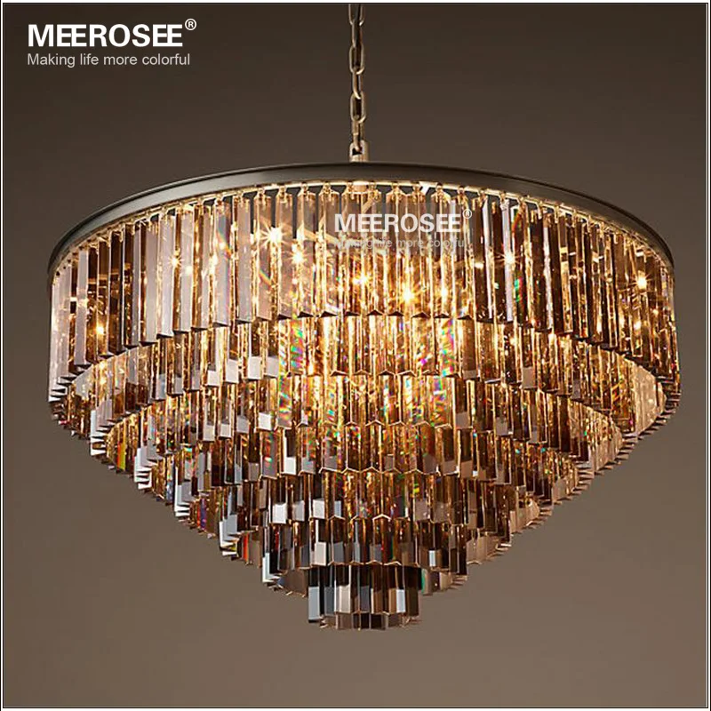 Modern Crystal Chandelier Light Elegant K9 Crystal Smoky Gray Crystal Suspension Lamparas for Cafe Restaurant Hotel Lighting