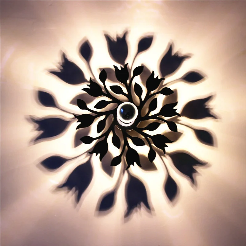 Novelty 3D Flower Carnation tulip Shadow Wall Lights luz pared 110-240V Celling Light Shadow Projector Wall Lamps for home Decor