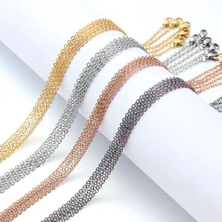 10pcs/lot Stainless Steel 1.5/2mm Necklace Chains Steel Black Gold Rose Gold Multicolor Color Flat Chain for DIY Jewelry Making