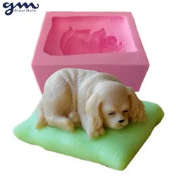 Silicone Molds for Natural Soap and Chocolate Cake, 3D Dog Mold, Candle Wax Mould, Scented Gypsum, Resin Crafts Moulds