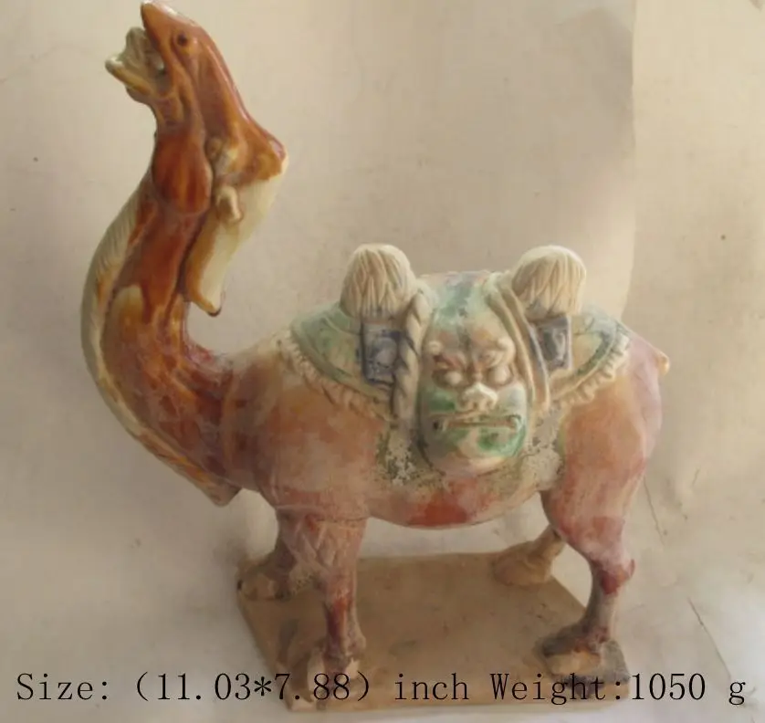 

Elaborate Ancient Chinese tang sancai ceramic camel dragon statue