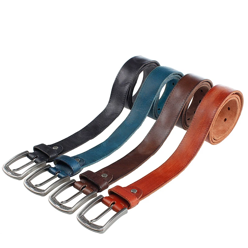 MEDYLA – ceinture en cuir véritable pour hommes, marque à la mode, boucle en alliage de haute qualité, rétro marron, longues de 105cm à 150cm