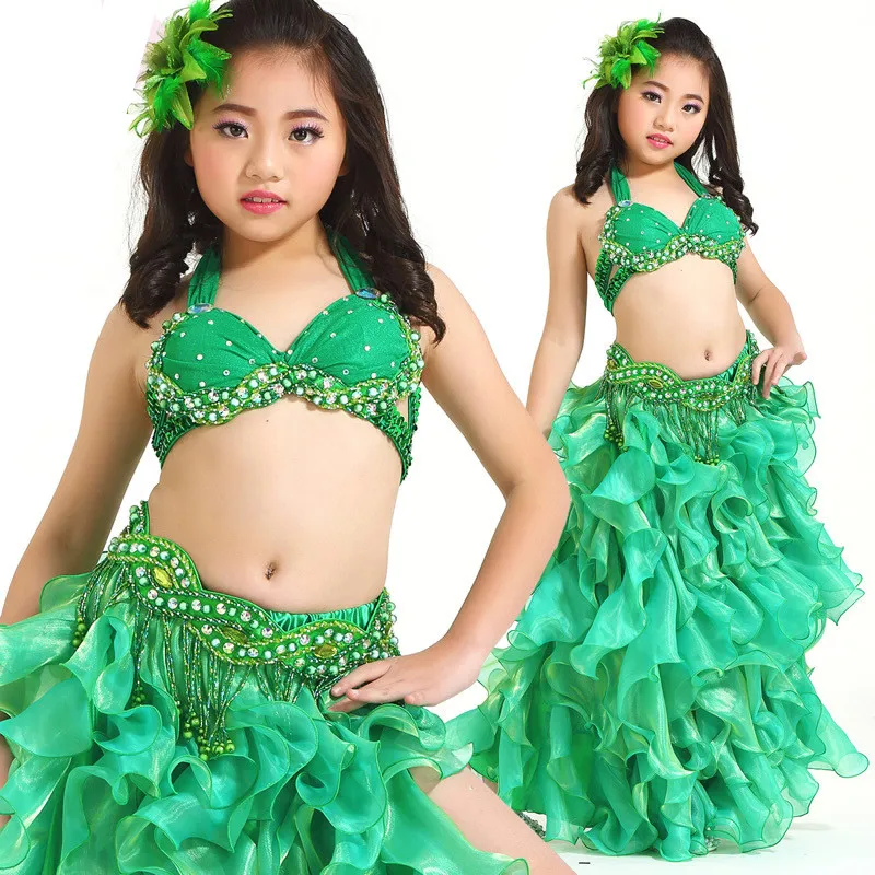 New Style Belly Dance Costume Clothes Wear Kids Dance Child Bellydance Children Gift Indian Dance 3pcs Bra&Belt&Skirt SF860