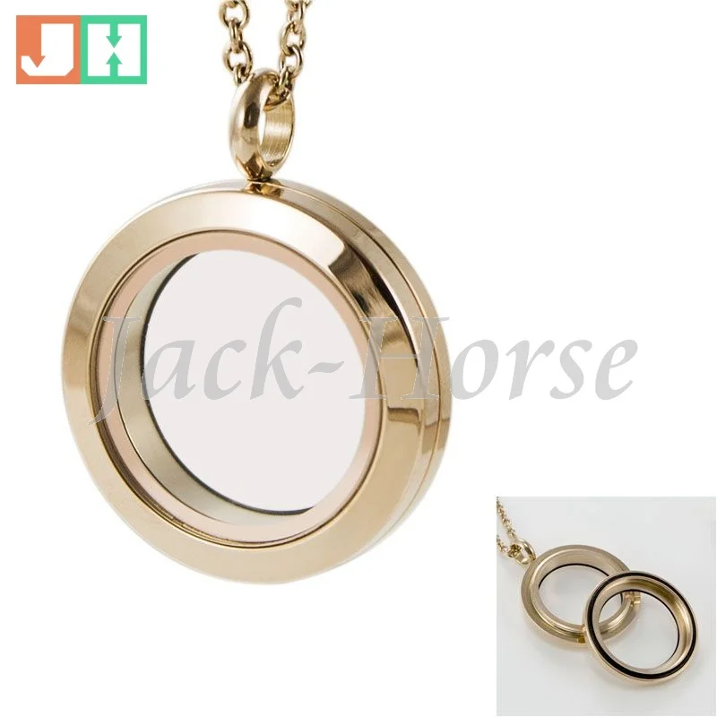 

Jackhorse waterproof locket 25mm 30mm rose gold locket 316L stainless steel glass locket pendant