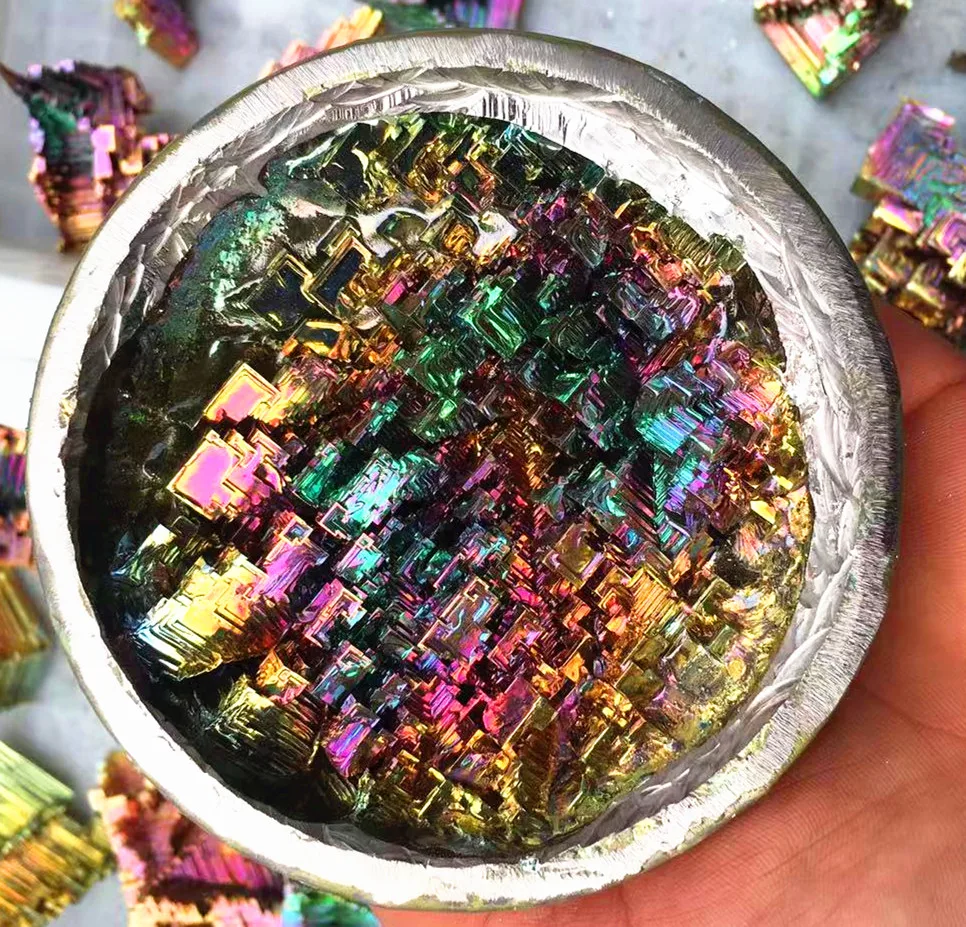 DS 950-1000g Bismuth Crystals High Pure Bismuth Bi Metal Crystal Rainbow Metal Mineral Specimen Artwork Home Decration Gift