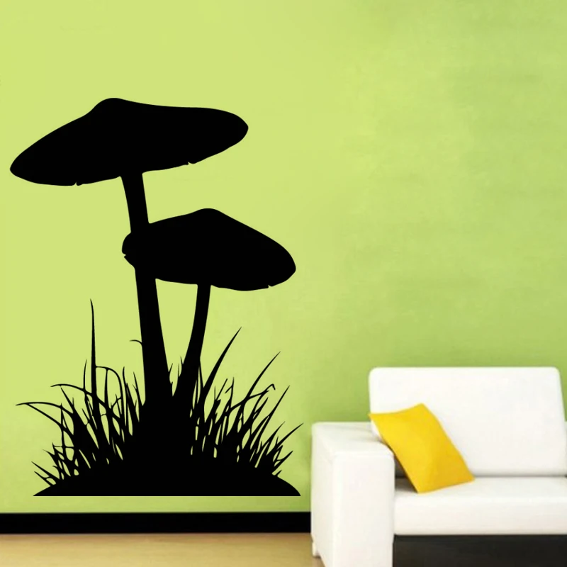 Creative Grass Mushrooms Wall Stickers Plant Silhouette Home Decor Removable Wall Decals For Baby Nursery Living Room Decoration