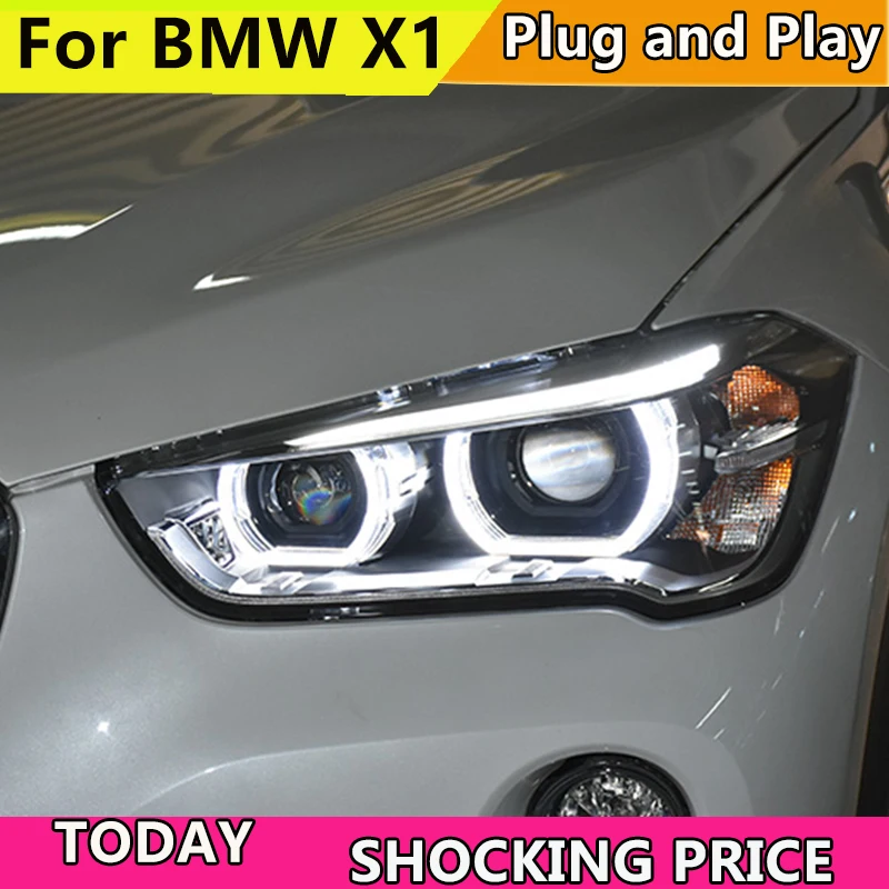 

Car Headlights For BMW X1 F48 Headlight 2016 2017 2018 x1 Head lamp LED Angel Eyes DRL Hi Low Beam Bi Xenon Lens HID Front light