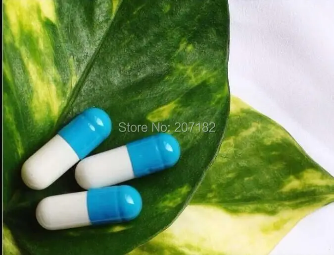 

(10,000pcs/pack) Size 0 Blue/White Color Enteric Coated Capsule, 0# Empty Gelatin Capsule---Top & Bottom Joined