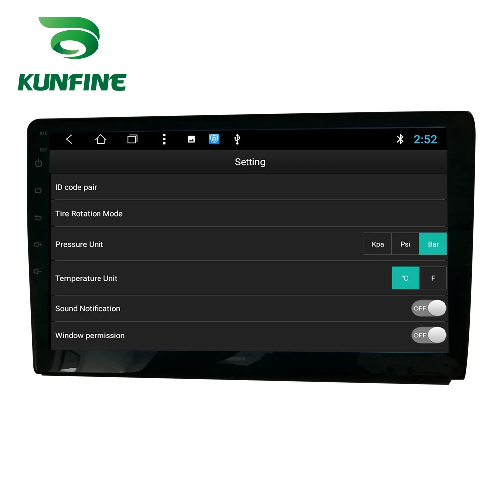 KUNFINE USB Android TPMS Tire Pressure Monitoring System Display Alarm System 5V Android Navigation Car Radio With 4 Sensors