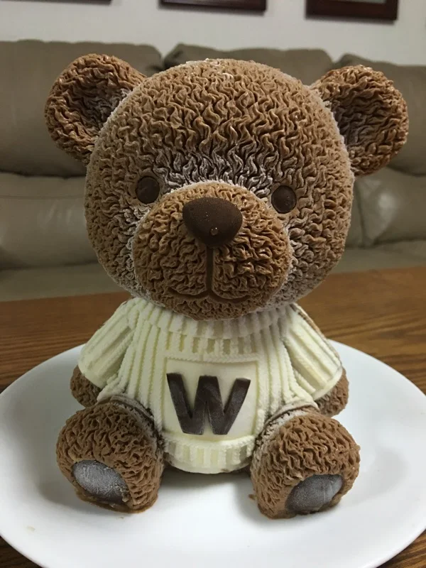 Silicone Mousse Cake Mold 3D Big Teddy Bear With W Clothes Chocolate Mold Mold Silicone Cute Moulds Silicone Rubber PRZY 001