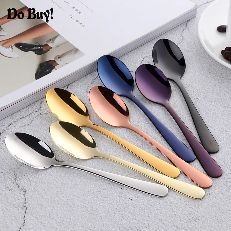 10 Pcs/Set Teaspoon Stainless Steel Rose Gold Cake Fruit Spoons Dessert Small Coffee Spoon Snack Kitchen Dinnerware Tools