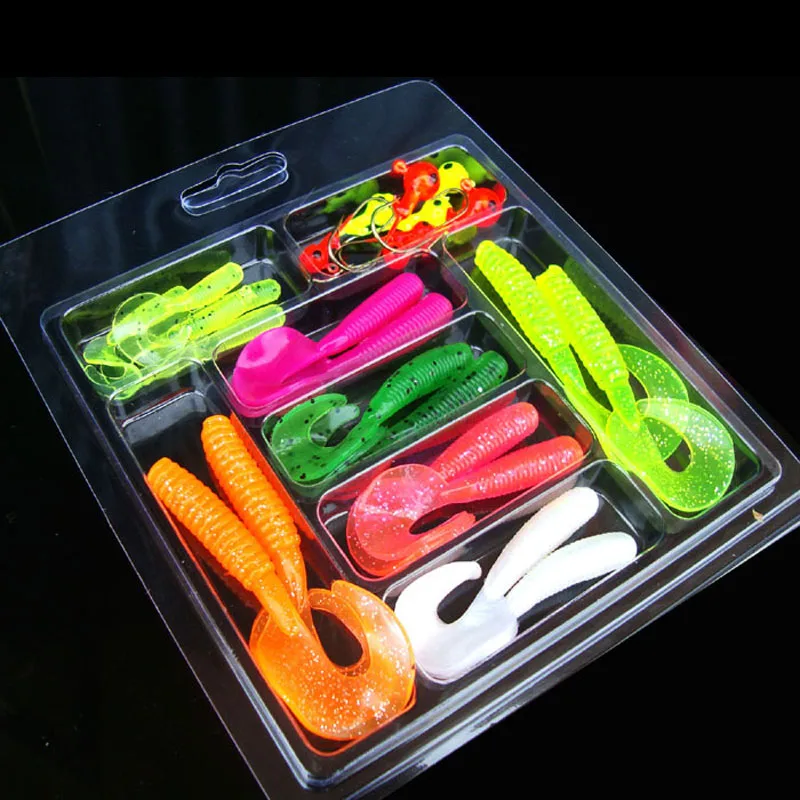 17Pcs Soft Worm Lure Carp Fishing Lure Set + 8 Lead Head Jig Hooks Simulation Suite Soft Fishing Baits Set Tackle Pesca