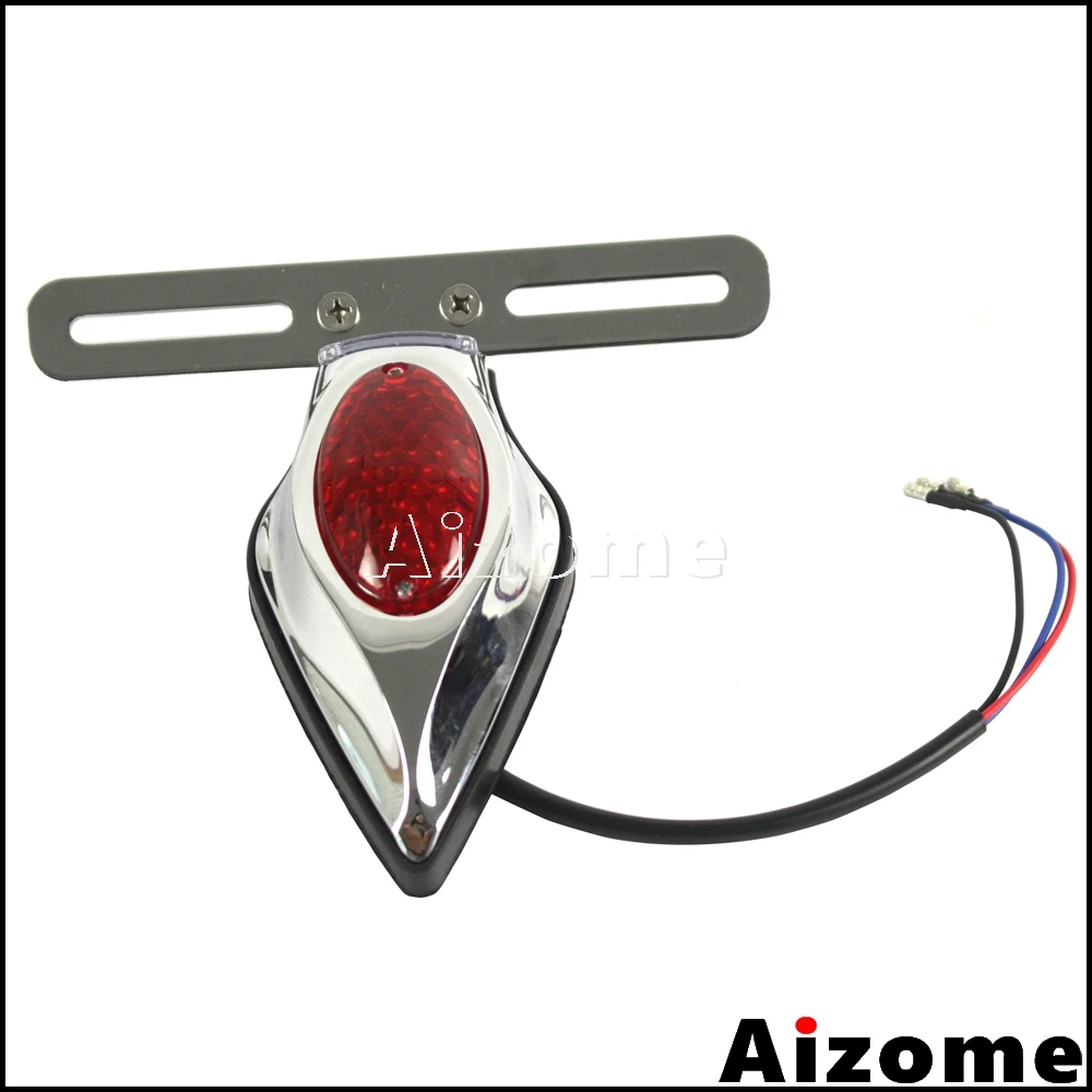 Motorcycle LED Tear Drop Taillight Tail Light For Harley Honda Yamaha Cruiser Cafe Racer Bobber Custom w/ Number Plate Stop Lamp