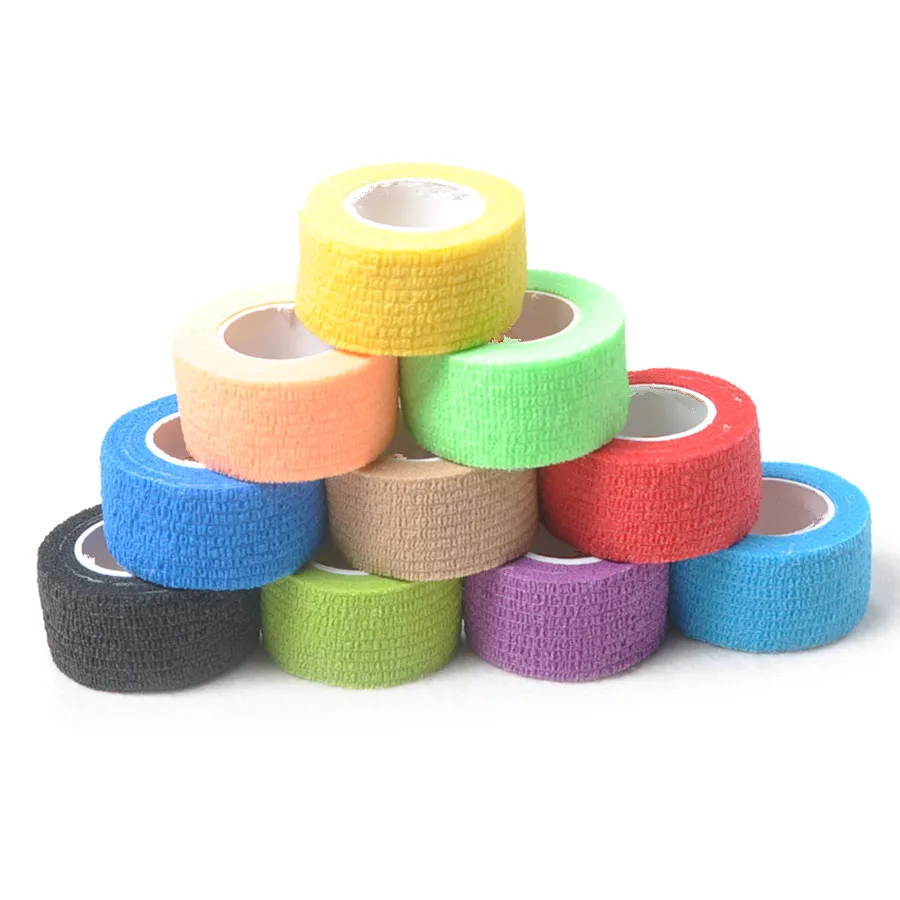 1pcs 2.5cmSelf Adhesive Non Woven Elastic Cohesive Bandage Wrap Tape High Quality Sports Protection Nail Polish Remover Colorful