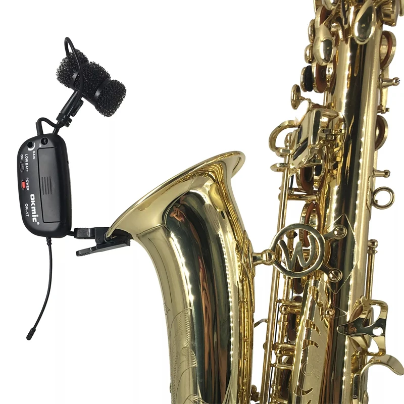 UM8R-S Clip on Wireless Instrument Microphone System for Saxophone Reliable UHF Provides Stable Signal Transmit Adjustable Clamp