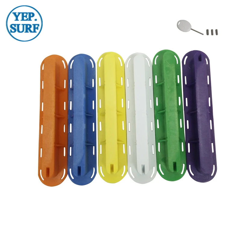 Surf Paddling Single Tabs Fins Box, Green, Orange, Blue, Purple, Red, Yellow Plastic Single Tabs-Fin-Plug