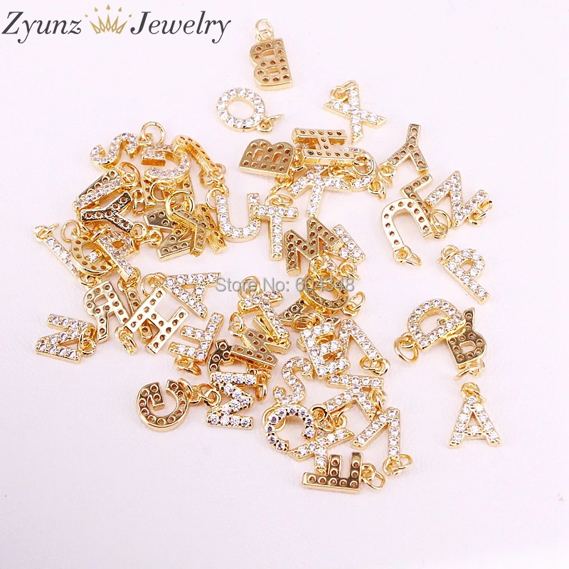 26PCS ZYZ315-4693 Fashion Micro Pave Cubic Zirconia Pendants Charms For Necklaces Earrings Diy Copper CZ Letter Jewelry Findings