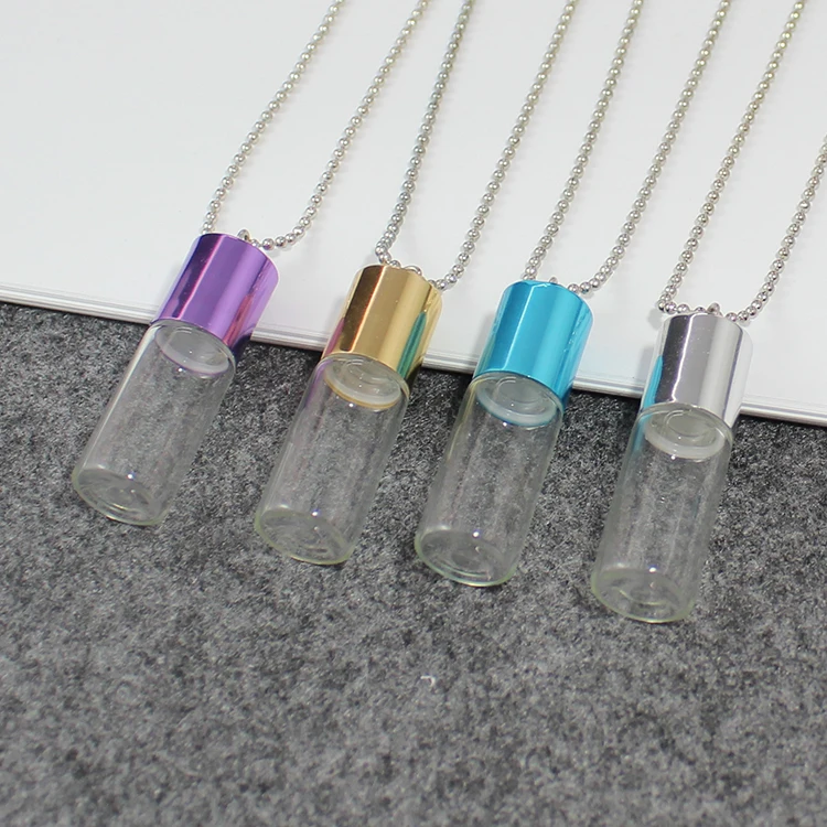 2PCS 35x15/40x15MM Wish Bottles Necklace Fairy Dust Bottles Lovely mini glass bottles pendant necklace DIY Handmade Jewelry