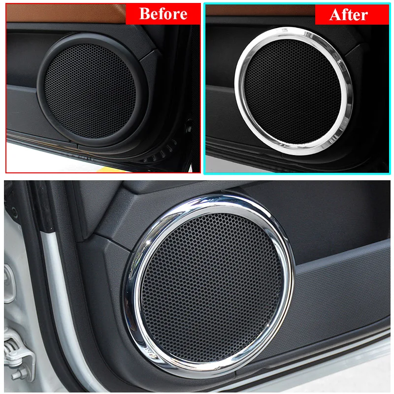 4pcs For Dodge Caliber 2006-2012 Car Door Audio Shelf Chrome Speakers Cover Trim Bezel SubWoofer Frame Garnish Accessories