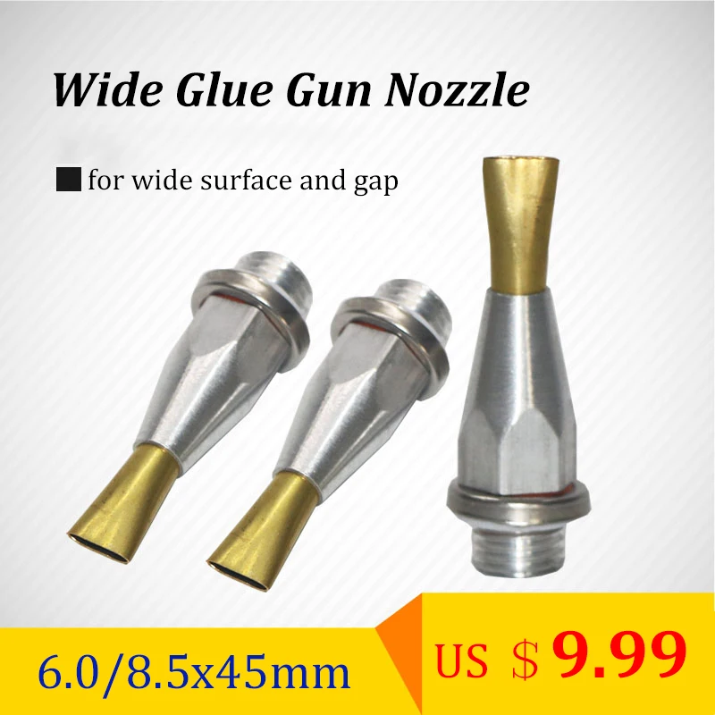 Hot Glue Gun Nozzle Wide Flat 6.0mm 8.5mm 45mm for Wide Surfaces, Gap, Box Sealing, Glue Gun Accessory, 2pcs/lot, free shipping