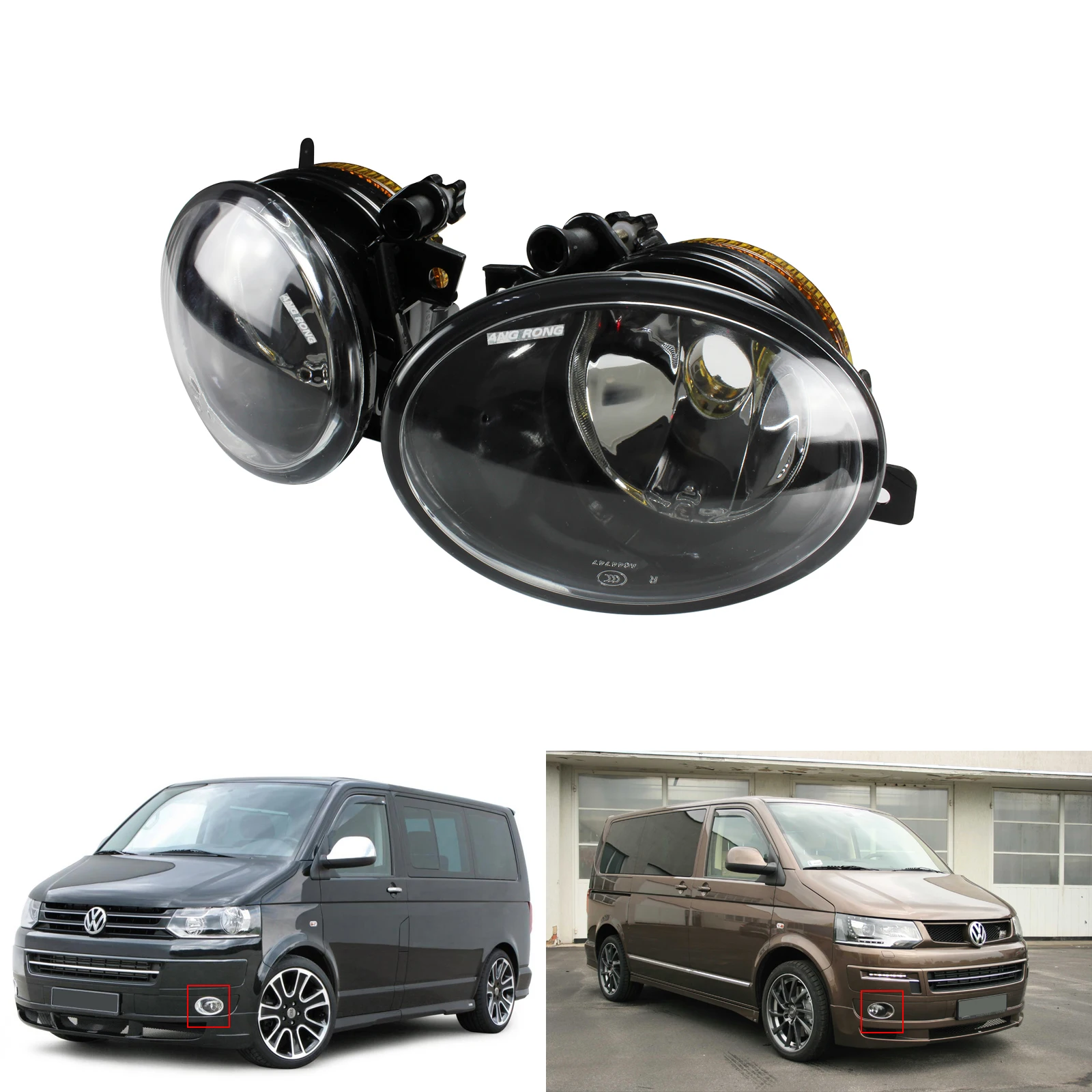 ANGRONG 2x Światła przeciwmgielne OEM Zamiennik Lewy i Prawy Bez Żarówki Do VW T5 Transporter Caravelle Multivan Facelifted 2010-2015