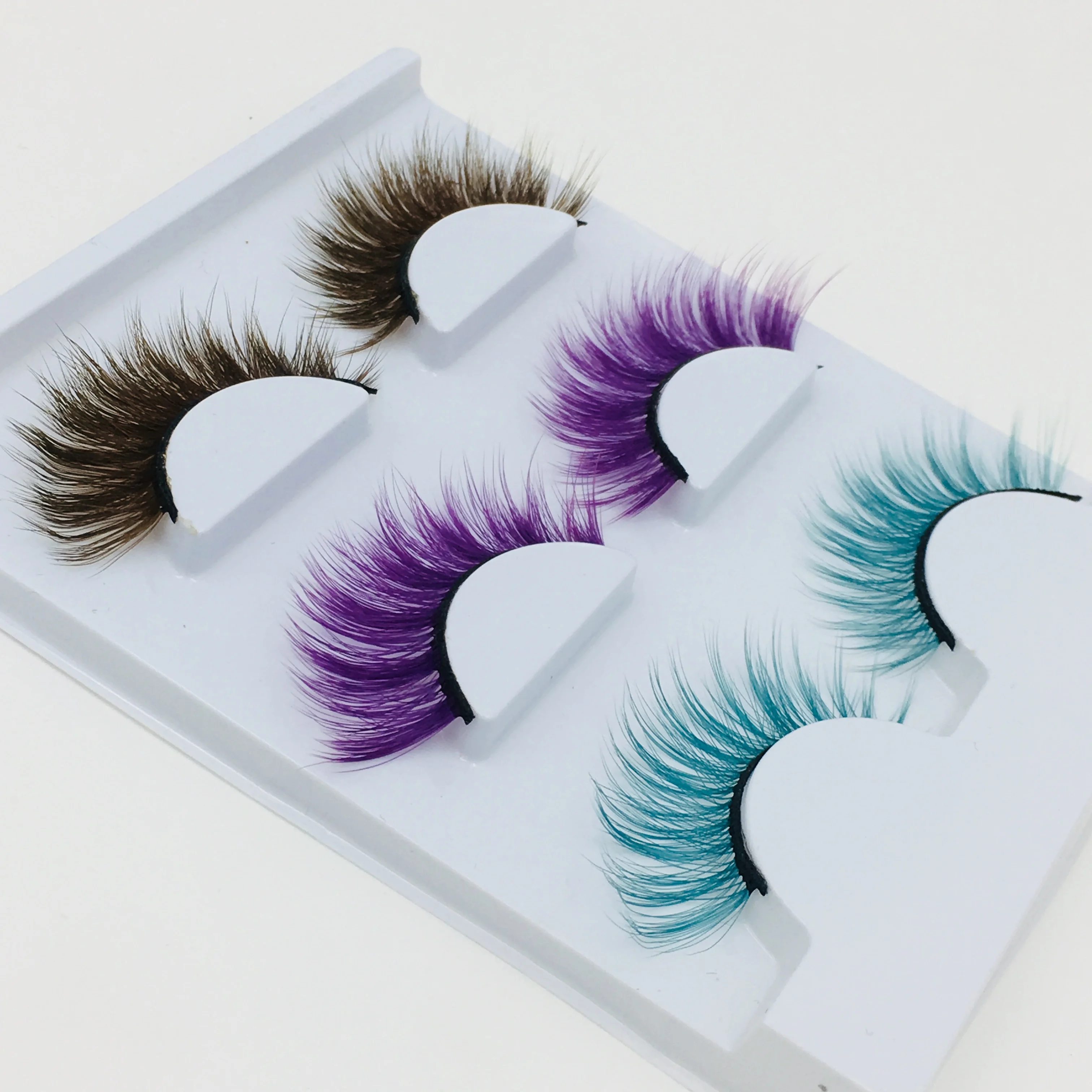 2021ใหม่3คู่สีขนตาปลอมปลอมขนตายาวแต่งหน้า3d Mink Lashes ขนตา Mink Eyelashes สำหรับความงาม